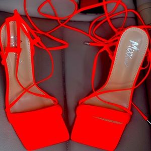 Comfy square toe clear perspex sculpted heel